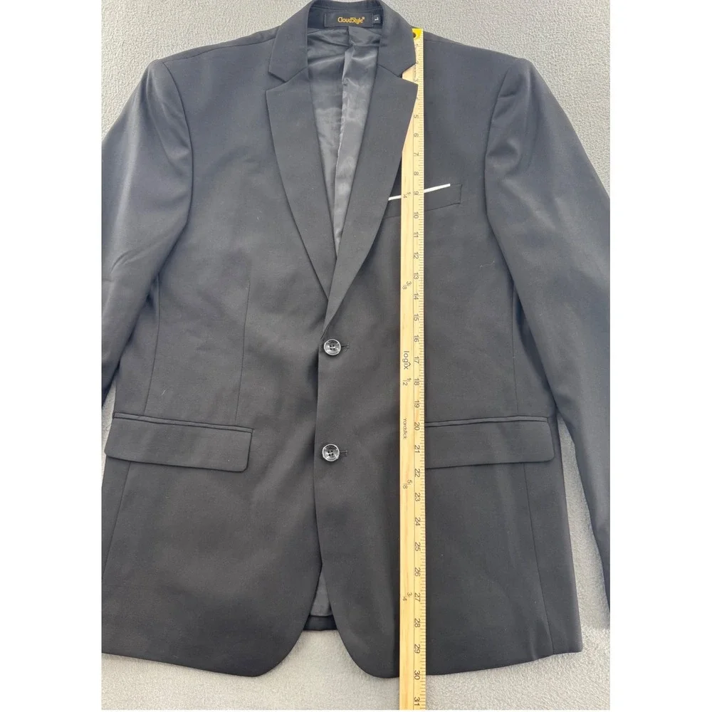CloudStyle Blazer Mens Large Black Two Button Slim Fit Suit Jacket Office Wear